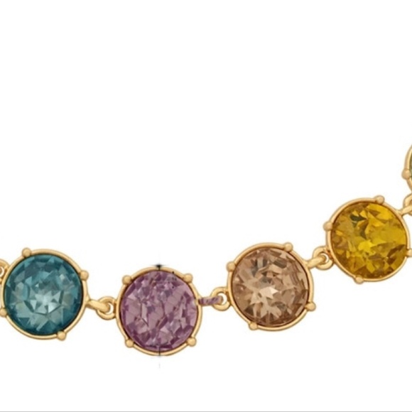 Goldtone Multi Colored Crystal Statement Necklace - Picture 2 of 2